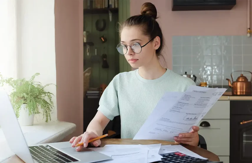 Female student learning how to budget