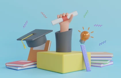 Private versus public college, which is right for me? Collage of books, graduation cap, and handholding a diploma.