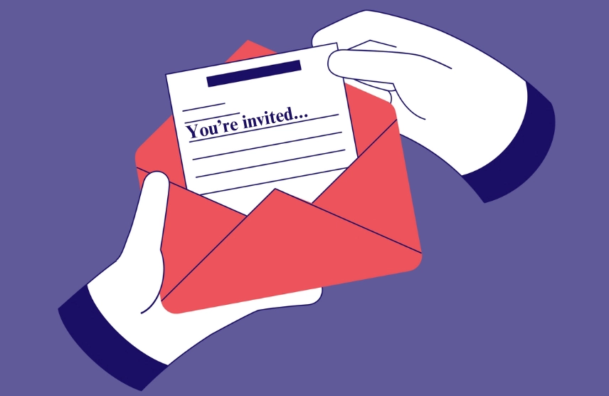 Invited to join an Honor Society? Do your homework! Image of gloves, hands opening a red envelope and pulling out a piece of paper that says you're invited