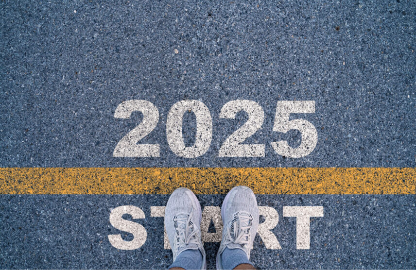 New Year To-Do List for High School Seniors - image of shoes on a 2025 starting line.