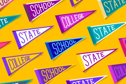 October is Apply2College Month - graphic that includes pendants from different colleges